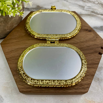 Compact Mirror - Black Floral (by shape)