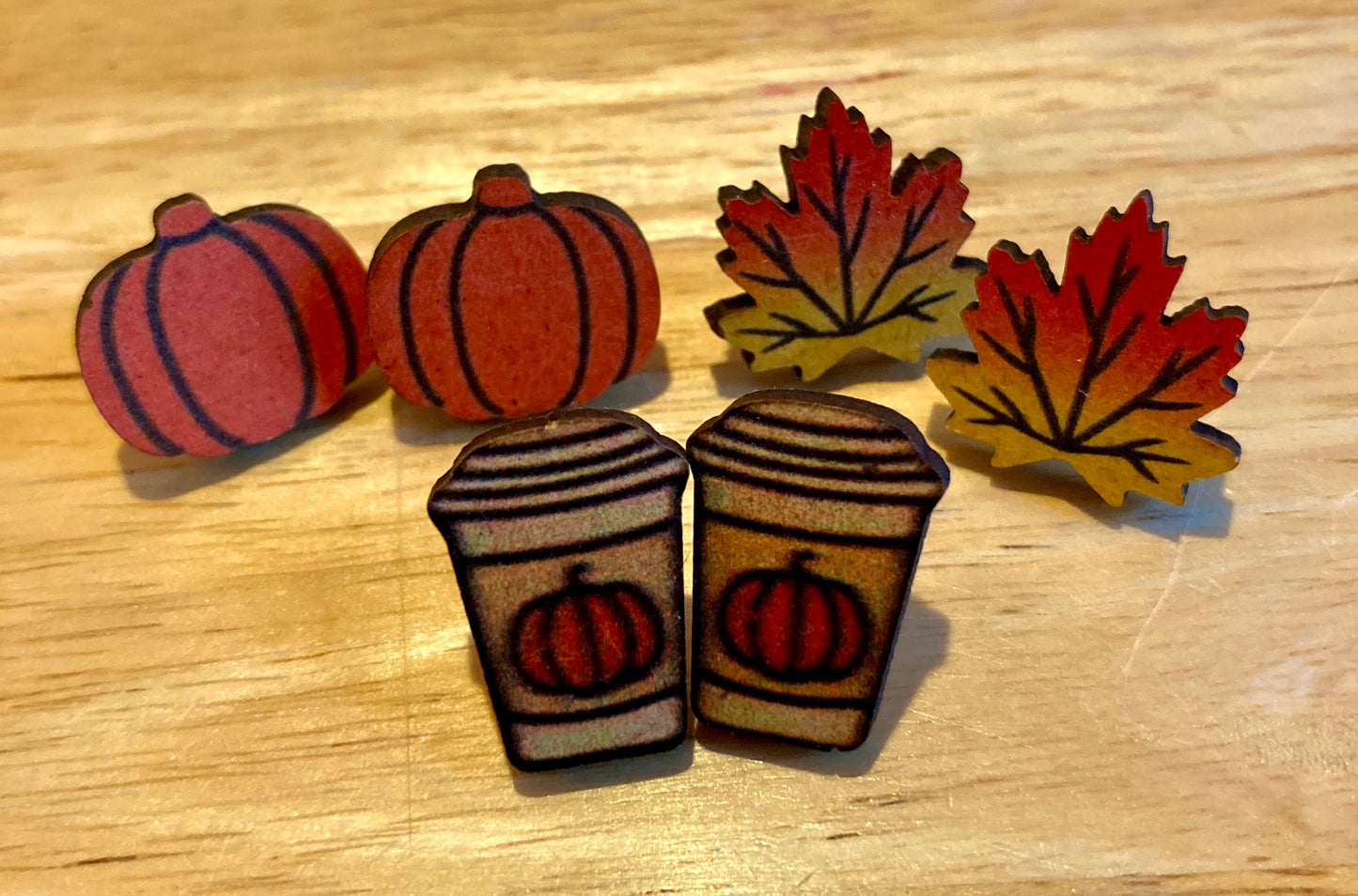 Earrings - Assorted Fall wooden studs