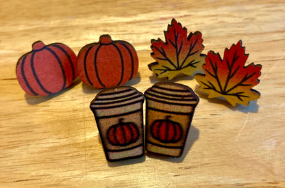 Earrings - Assorted Fall wooden studs