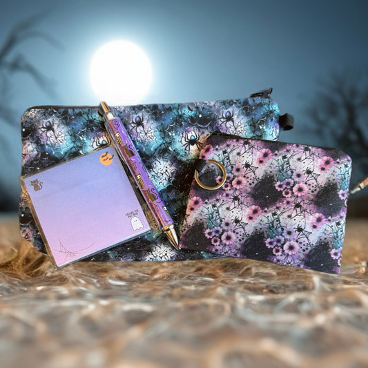 Pouch & Mini Pouch Bundled Set - Spiders & Flowers