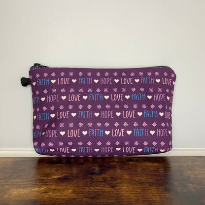 Pouch - Religion, Faith Hope Love Purple