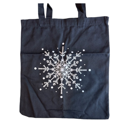 Tote Bag - Holiday - Snowflake on black