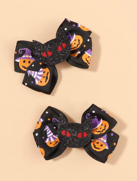 Halloween Hair Clips - Black Cat Bow