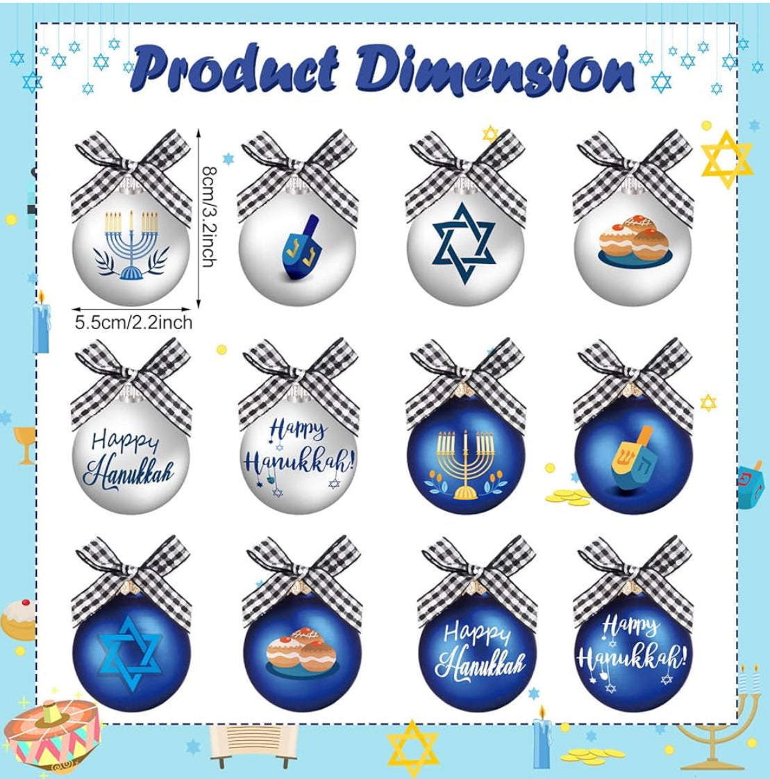 Wooden Hanukkah Ornaments