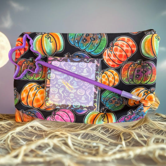 Pouch & Mini Pouch Bundled Set - Colorful Pumpkins