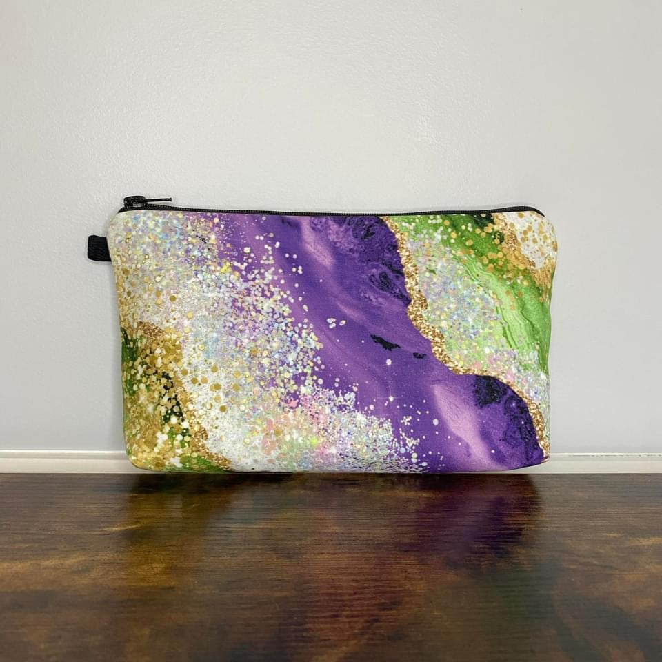 Pouch - Mardi Gras Glitter Waves