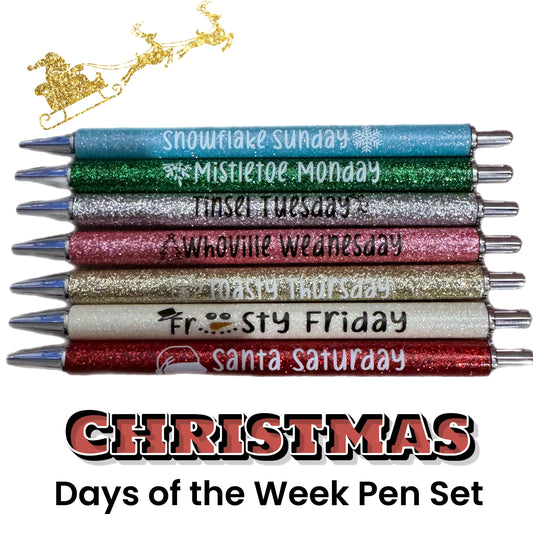 Pen Set - Sparkle Christmas Design - Days of the Week