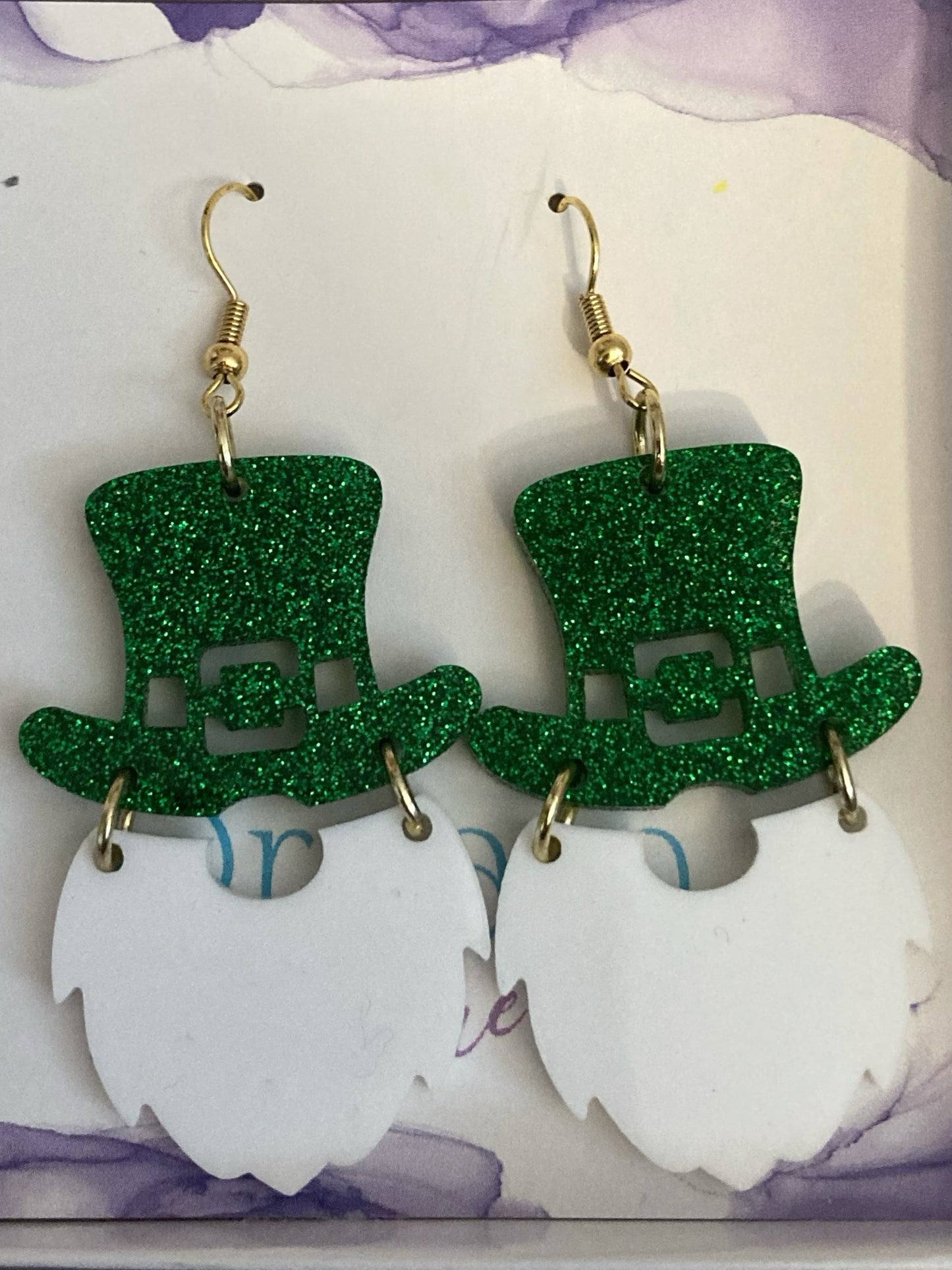 Earrings - Acrylic Leprechaun Hat & Beard