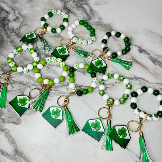 Wood Bracelet Keychain - St. Patricks Day