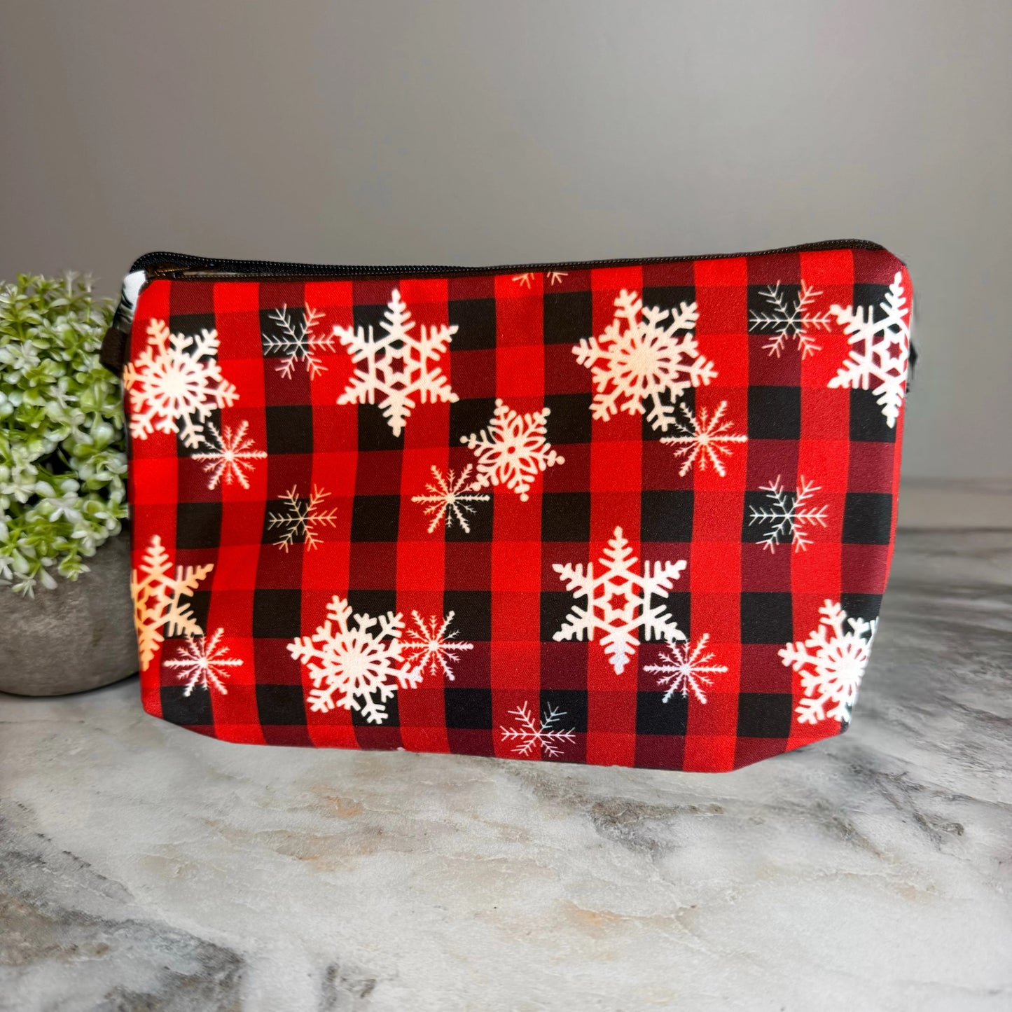 Pouch - Christmas Plaid Snowflake