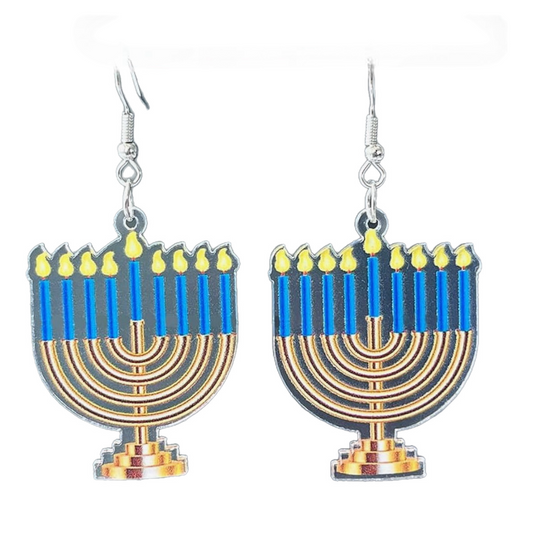 Hanukkah Earrings - Menorah