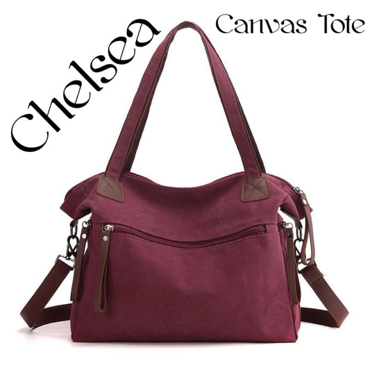 Chelsea Canvas Tote - Burgundy