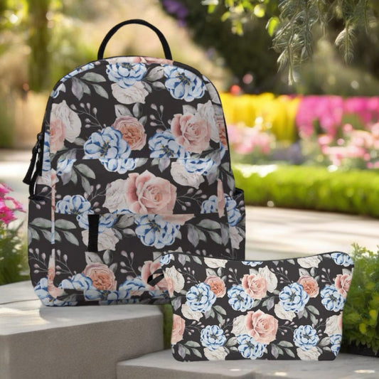 Mini Backpack & Pouch Set - Pink & Blue Floral