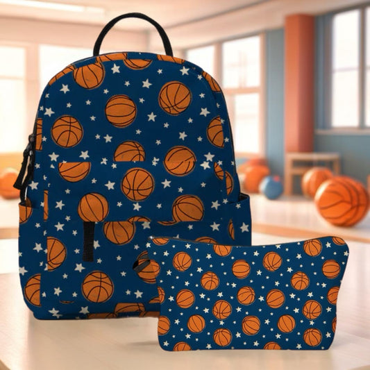 Mini Backpack & Pouch Set -  Basketball