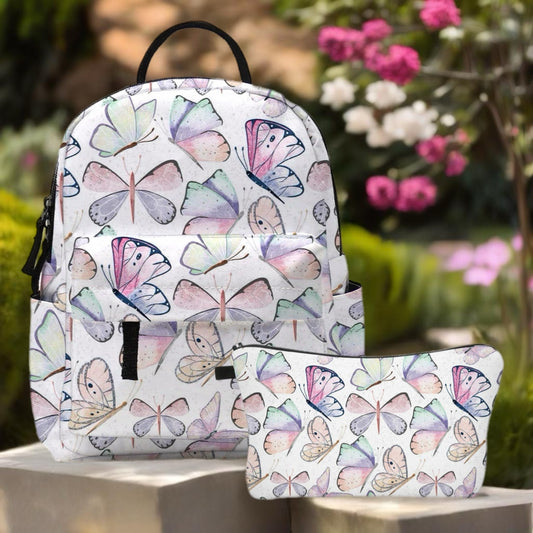 Mini Backpack & Pouch Set - Butterfly Watercolor