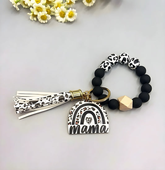 Silicone Bead Keychain - Mama