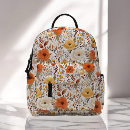 Mini Backpack - Fall Floral Orange