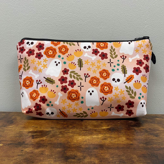 Pouch - Halloween  Ghost Skeleton Floral