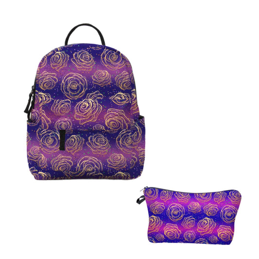 Mini Backpack & Pouch Set - Purple Roses