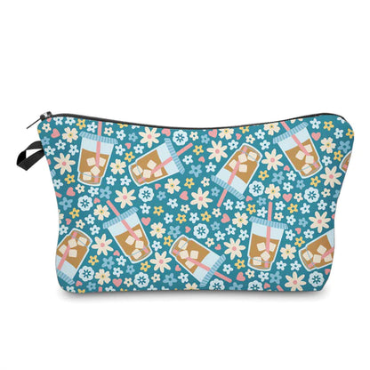 Mini Backpack, Pouch & Coin Purse Set - Coffee Blue Floral