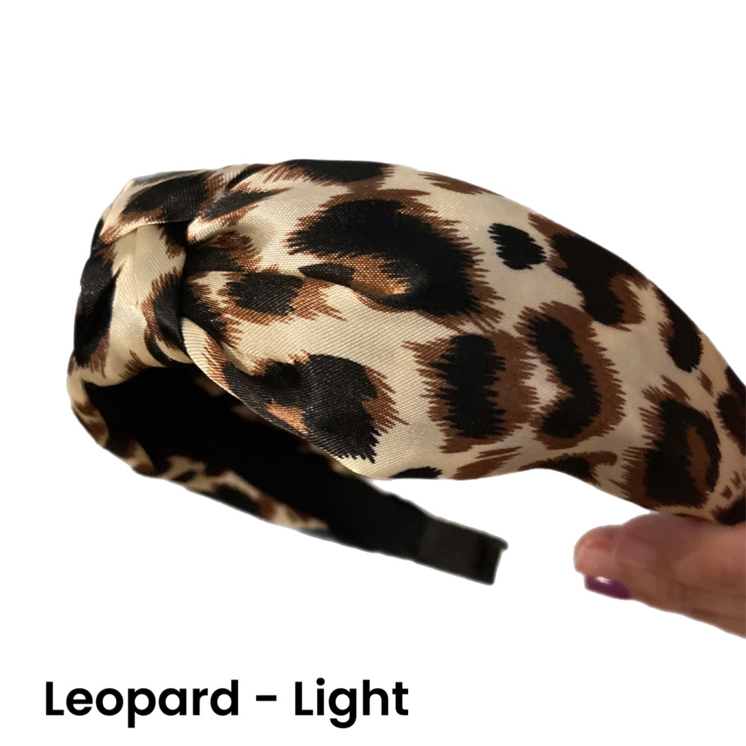 Headband - Leopard & Solid Center Knot