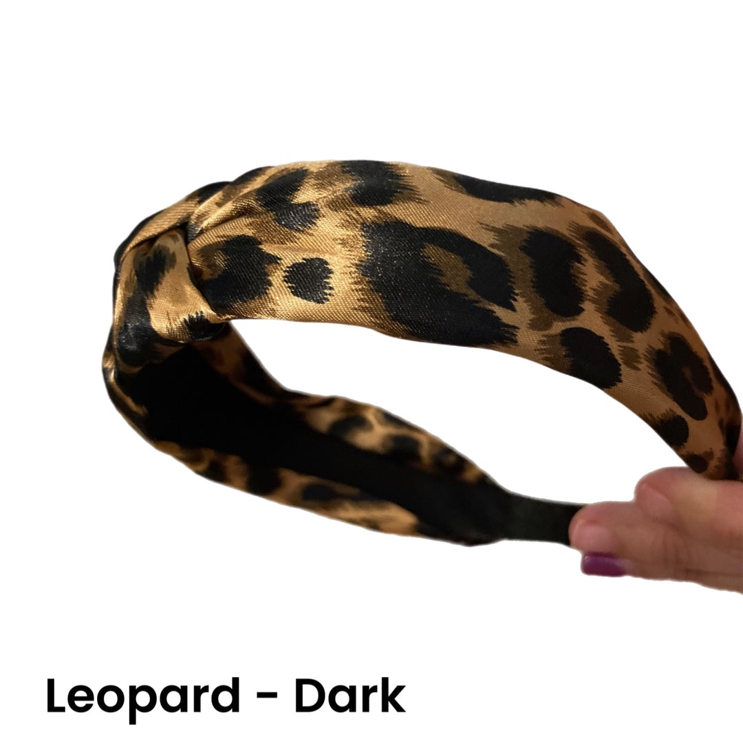 Headband - Leopard & Solid Center Knot