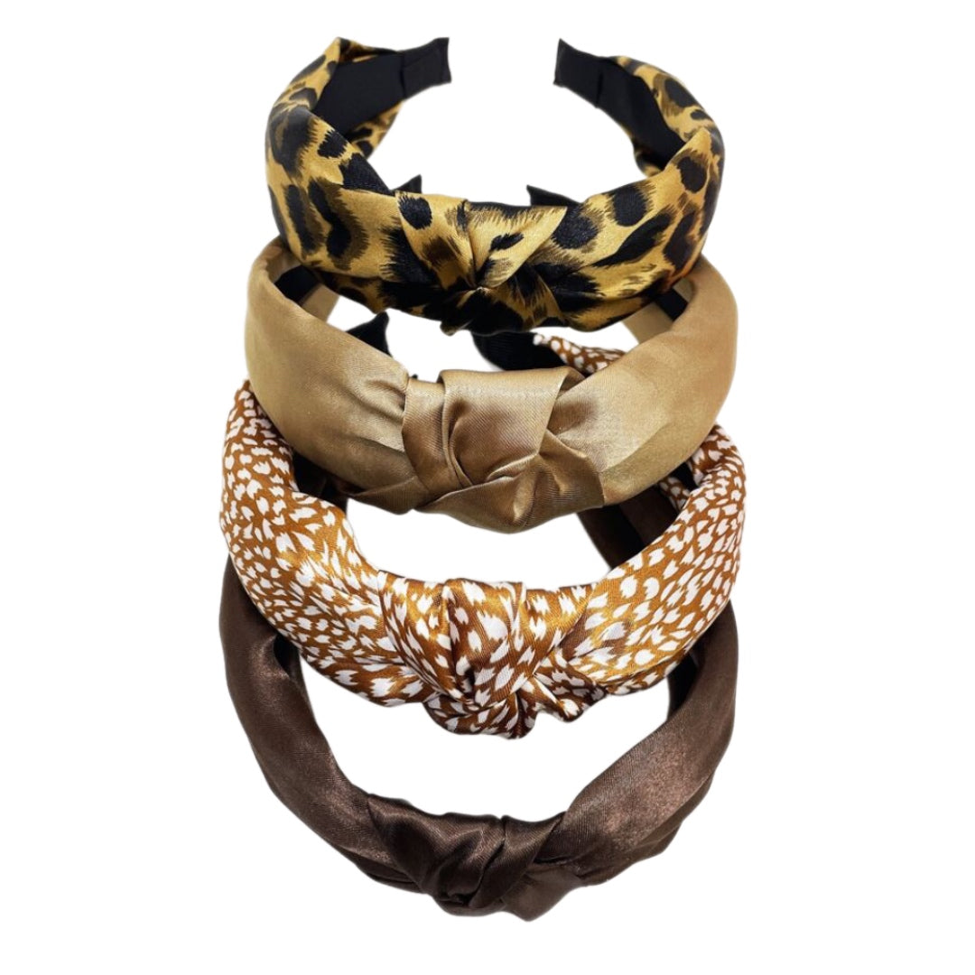 Headband - Leopard & Solid Center Knot