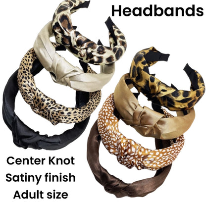 Headband - Leopard & Solid Center Knot