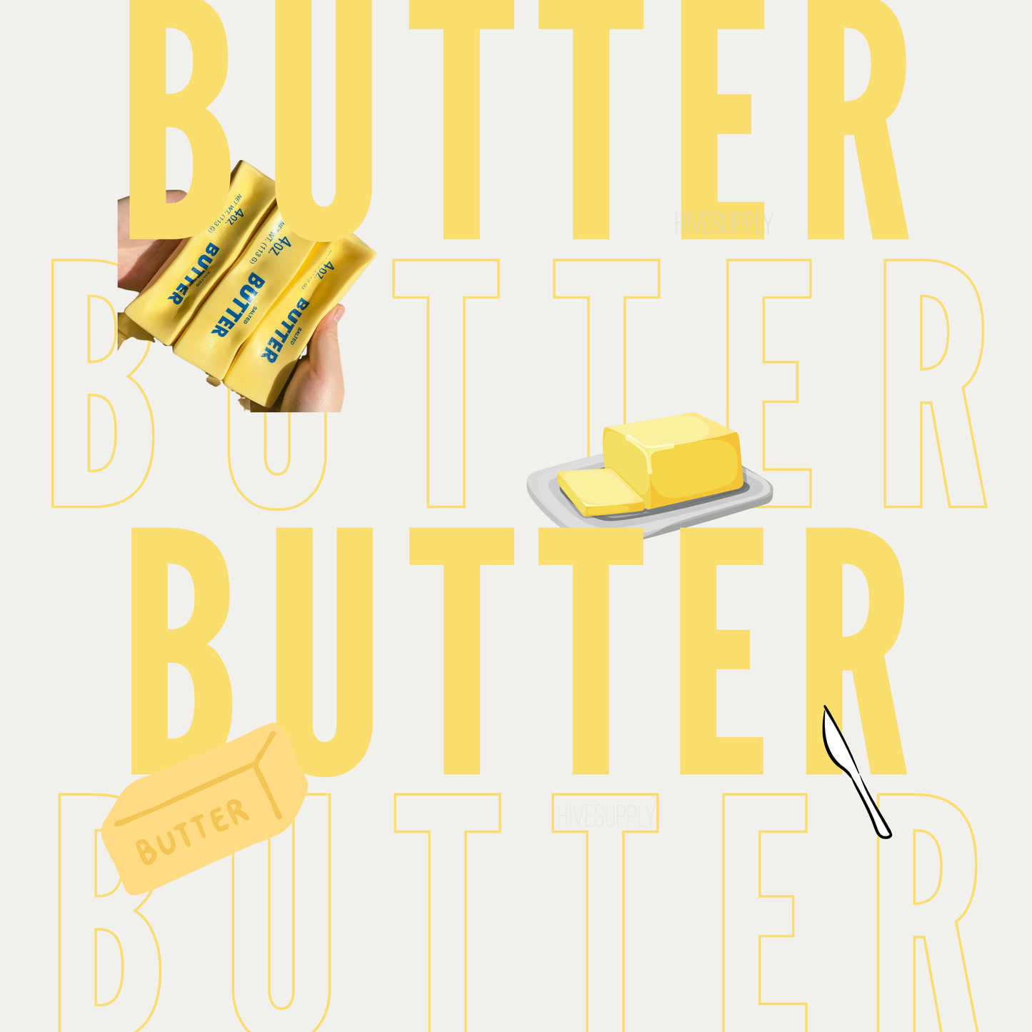 Butter Stress Squishy Toy Yellow