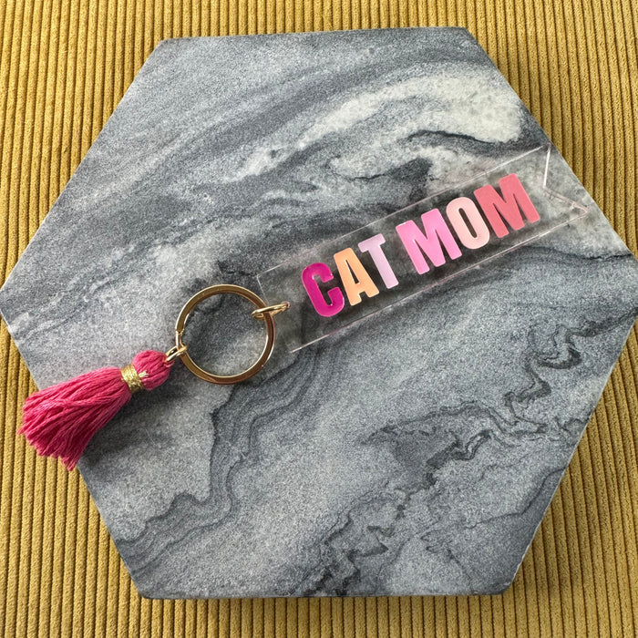 Keychain - Cat Mom Clear Acrylic is