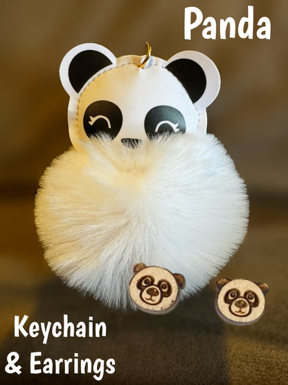 Panda Keychain & Earrings Set