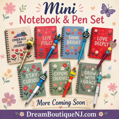 Mini Notebook & Beaded Pen Set