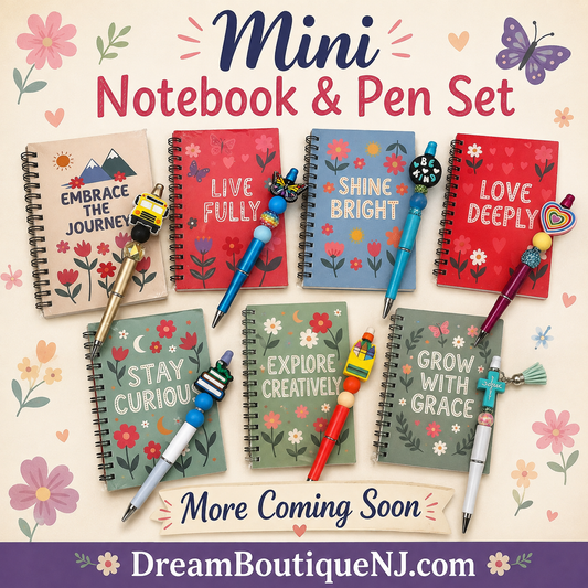 Mini Notebook & Beaded Pen Set