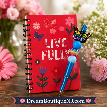 Mini Notebook & Beaded Pen Set
