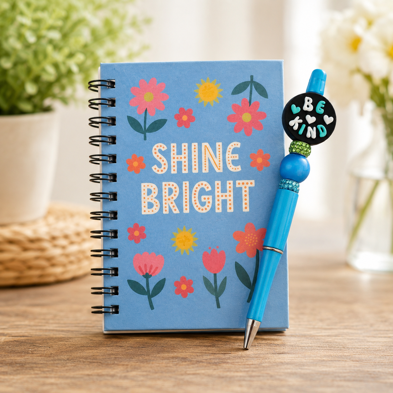 Mini Notebook & Beaded Pen Set