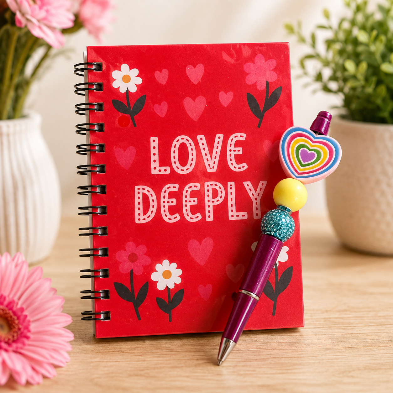 Mini Notebook & Beaded Pen Set