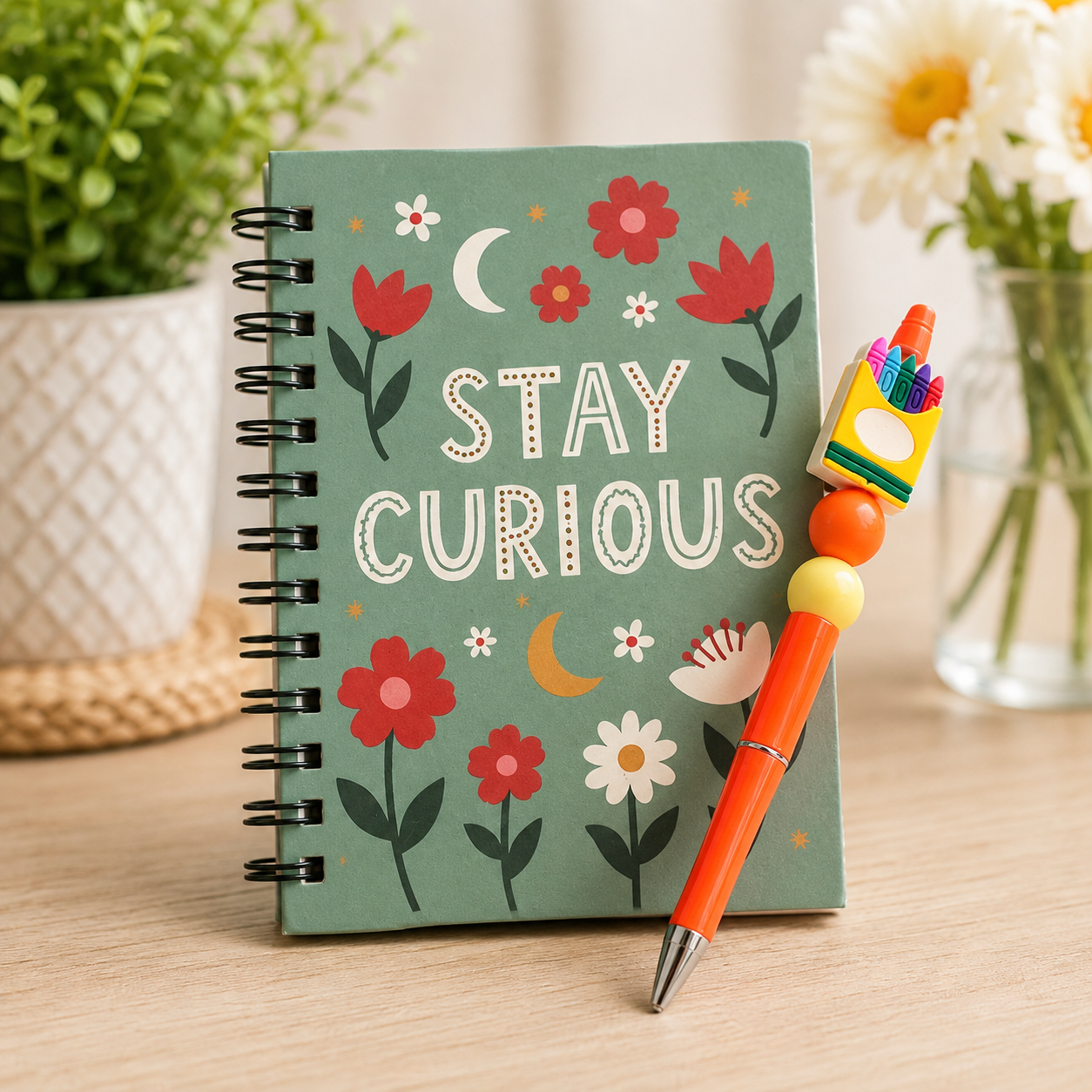 Mini Notebook & Beaded Pen Set
