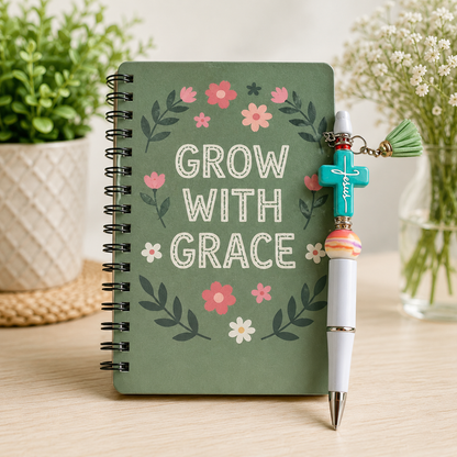 Mini Notebook & Beaded Pen Set