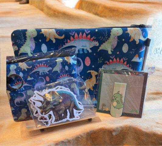 Pouch & Mini Pouch Bundled Set - Blue Dino