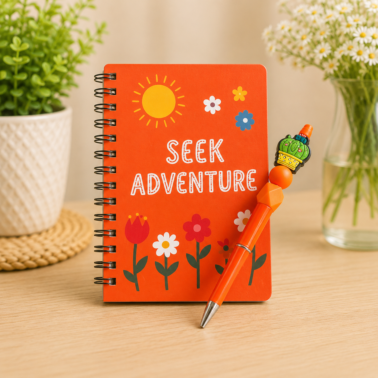 Mini Notebook & Beaded Pen Set