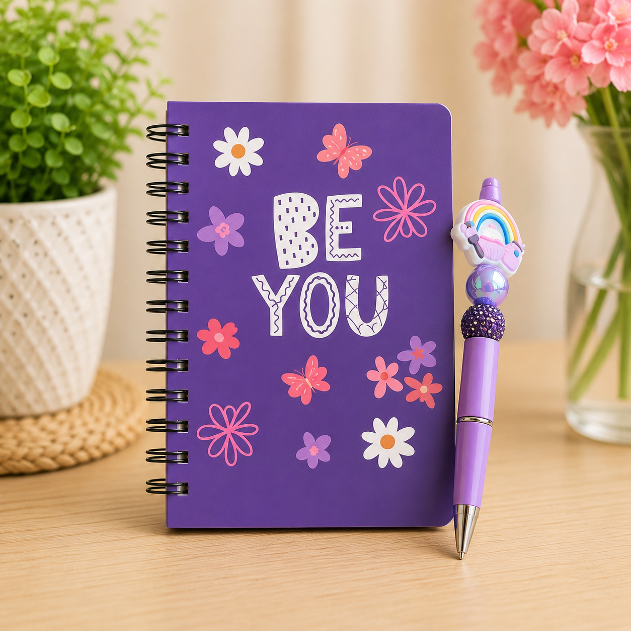 Mini Notebook & Beaded Pen Set