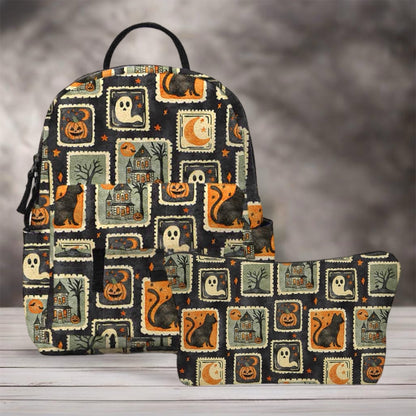 Mini Backpack & Pouch Set -  Halloween Square Stamps