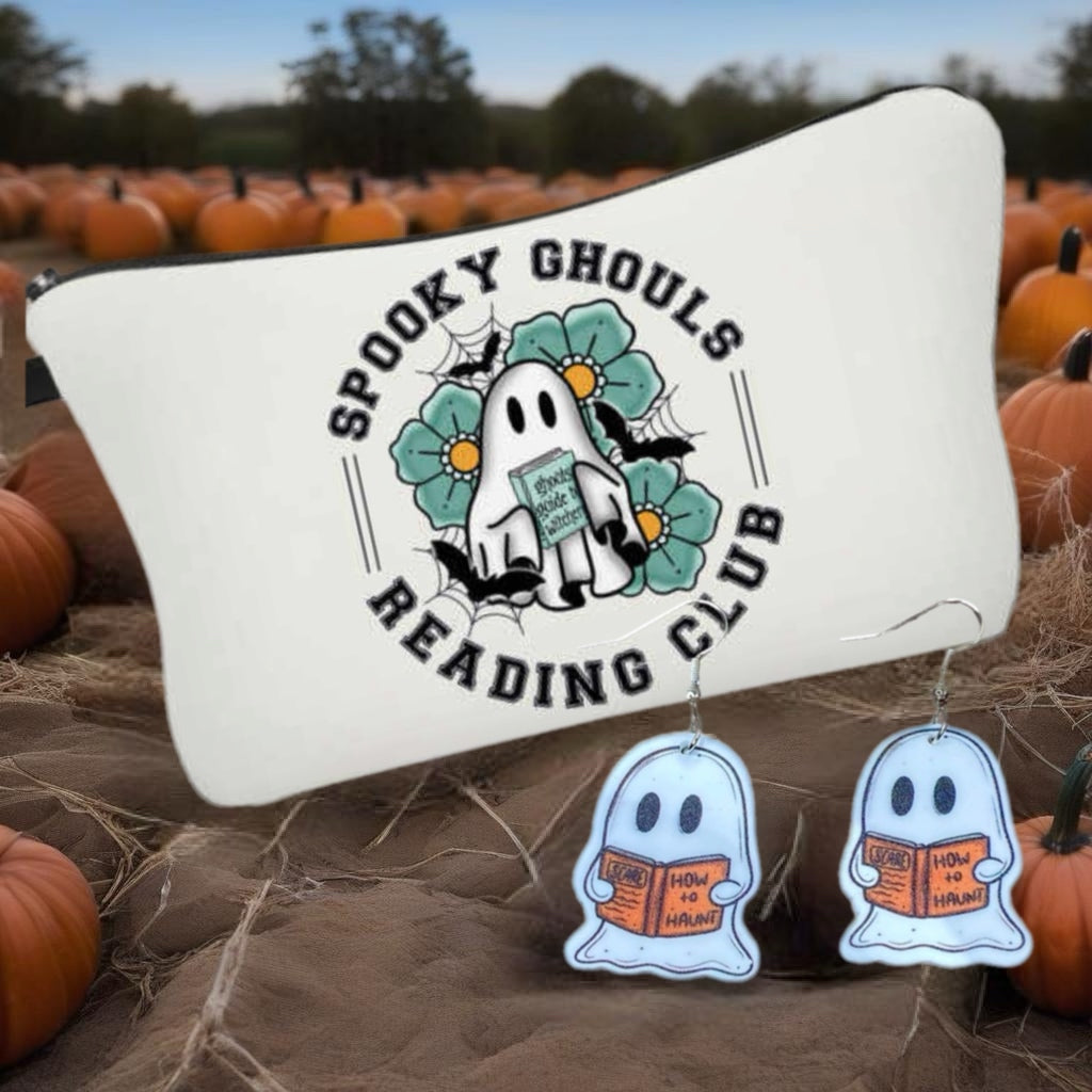 Pouch & Earrings Set - Halloween - Reading Ghost