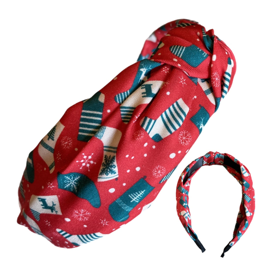 Holiday Headbands - Printed Fabric Top Knot
