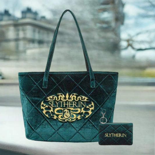 Quilted Embroidery Fashion Commuter Bag & Clutch - Green