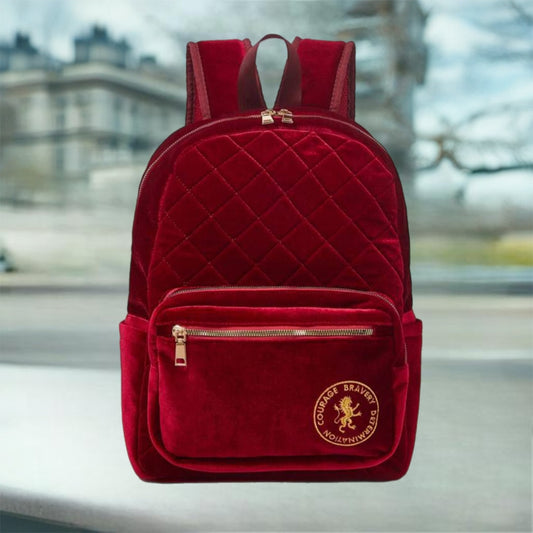 Quilted & Embroidery Fashion Backpack - Red