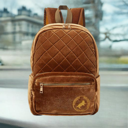Quilted & Embroidery Fashion Backpack - Honey Brown