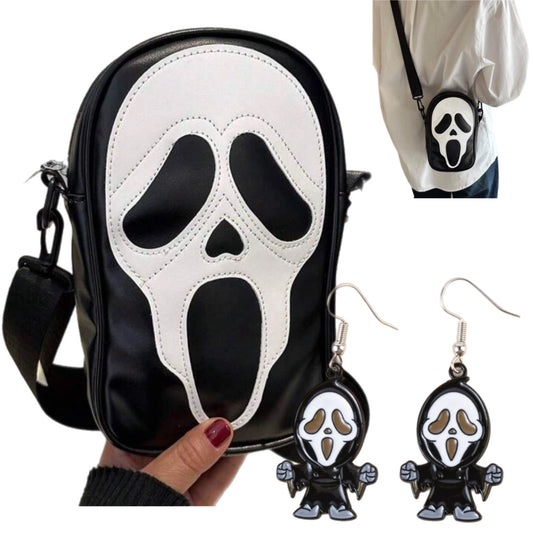 Skull Mini Crossbody Bag & Earrings Halloween Gift Set