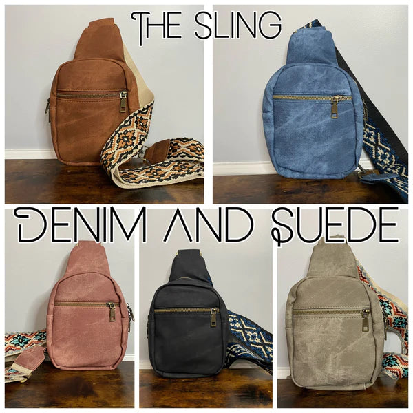 The Sling Bag - Denim Suede