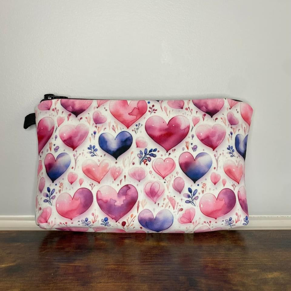 Pouch - Watercolor Hearts